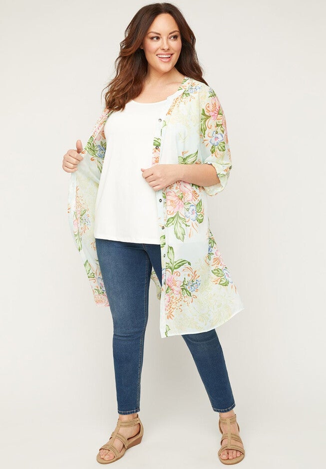 Breezy Courtyard Duster, FLORAL, hi-res image number 0