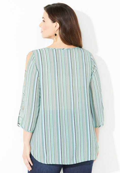 Ladder Sleeve Peasant Top, , on-hover image number null