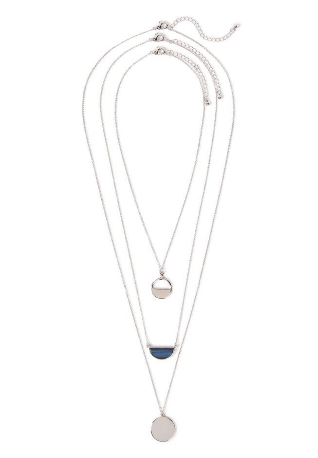 Layered Moonlight Pendant Necklace, SILVER, hi-res image number null