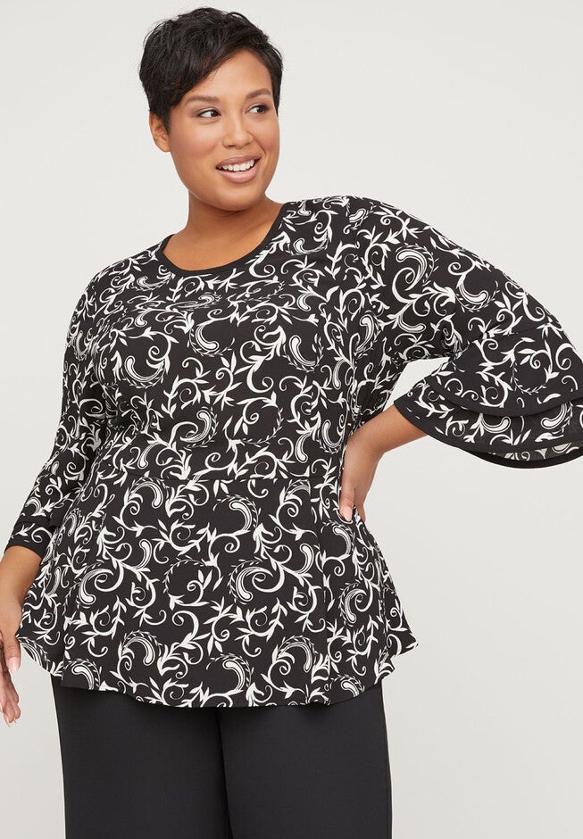 Black Label Peplum Top, JACQUARD, hi-res image number null
