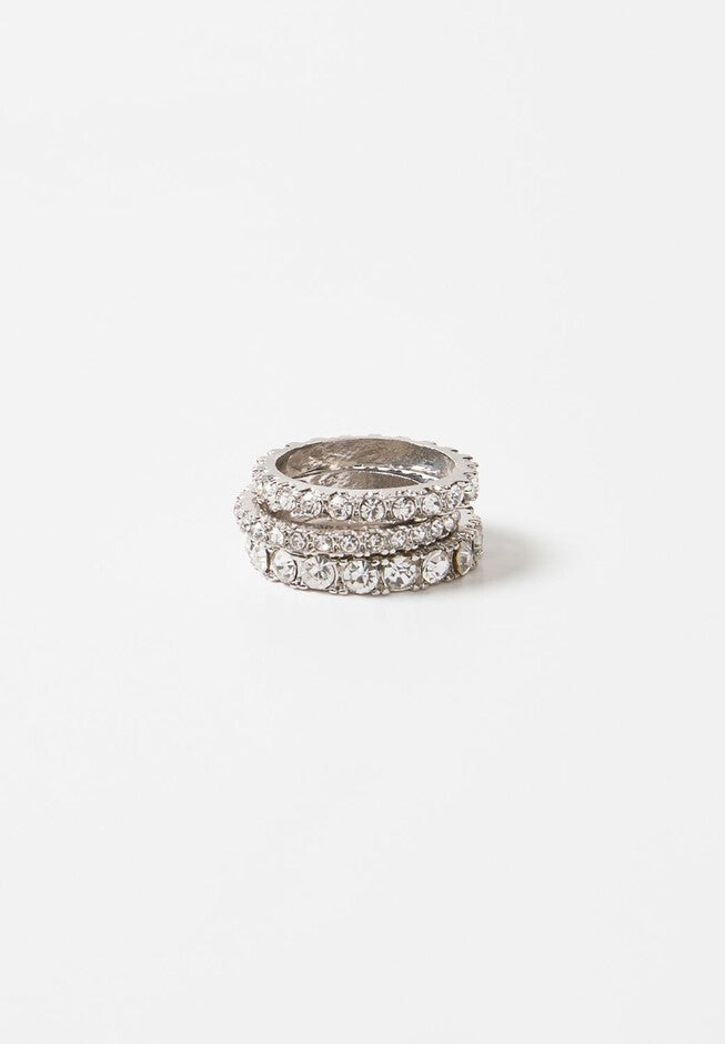 Sparkling Stone Rings 3-Pack, SILVER, hi-res image number 0