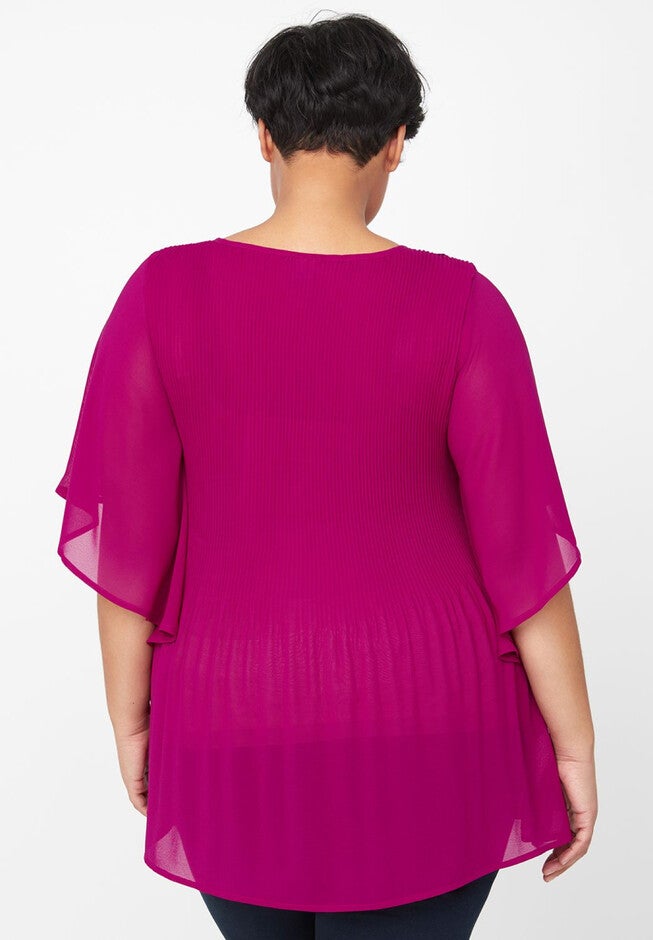 Embroidered Pleated Top, , on-hover image number null