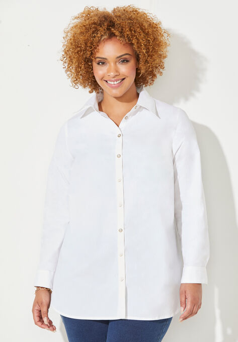Liz&Me™ Buttonfront Shirt, WHITE, hi-res image number null