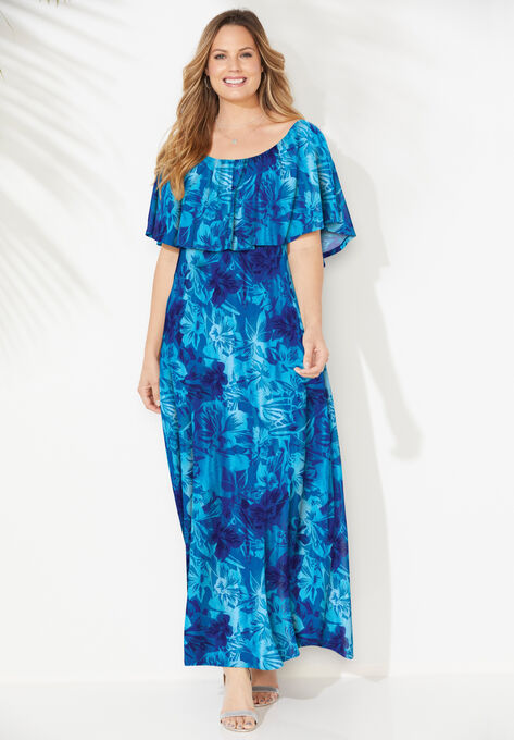 Meadow Crest Maxi Dress, BLUE TROPICAL, hi-res image number null