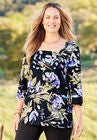 Ultra-Soft Square-Neck Tee, BLACK WATERCOLOR FLORAL, hi-res image number null