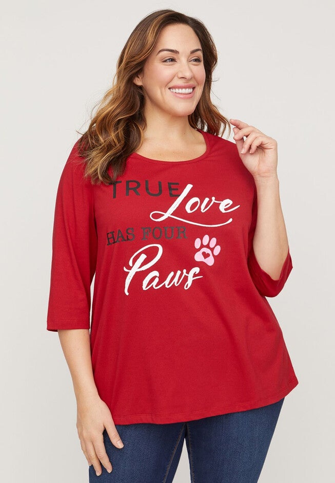 True Love Has Four Paws Graphic Tee, RED, hi-res image number null