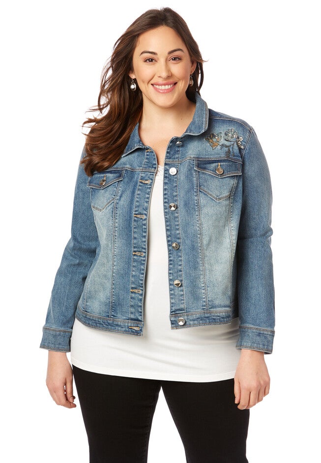 Embroidered Denim Jacket, , hi-res image number null