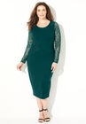 Curvy Collection Lace Ponte Dress, EMERALD GREEN, hi-res image number null
