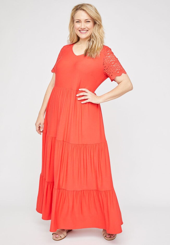 Promenade Tiered Maxi Dress, RED ROCK, hi-res image number 0