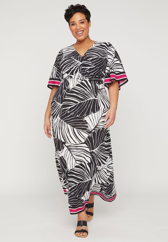 Black Label Palm Branch Maxi Dress, PALMS PRINT, hi-res image number null