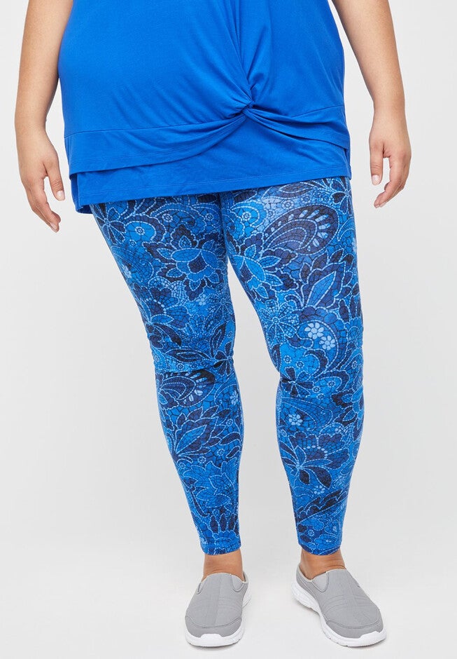 Floral Mosaic Active Legging, BLUE FLORAL, hi-res image number 0