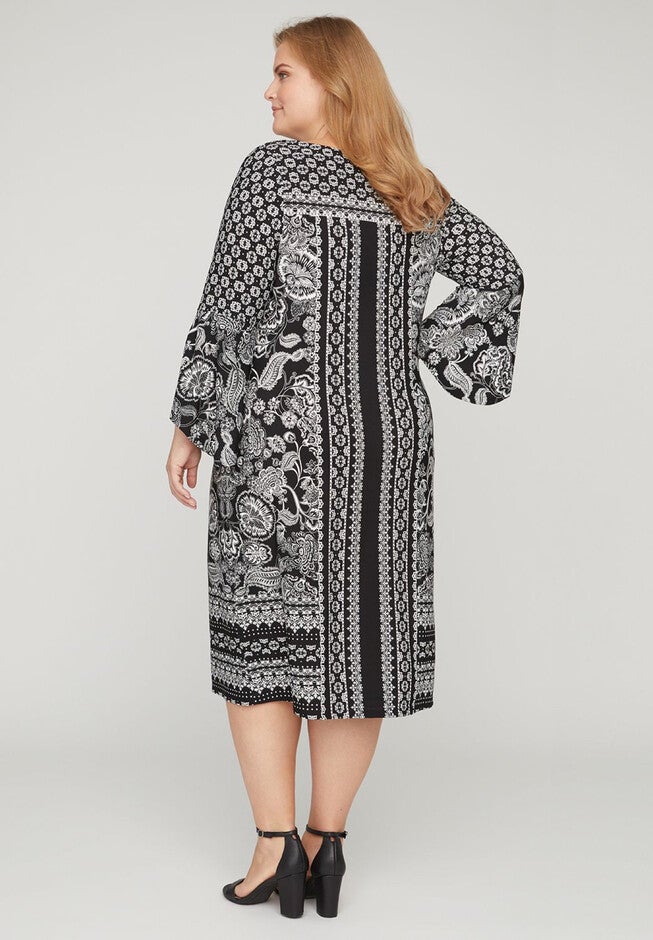 Mixed Print Shift Dress, , on-hover image number 1