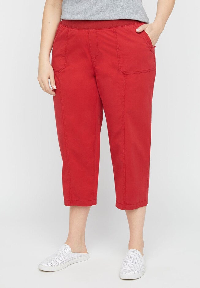 Knit Waist Capri, RED, hi-res image number 0