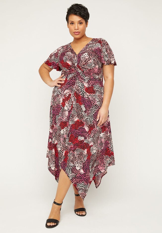 Floral Vision Twist-Knot Fit & Flare Dress, ABSTRACT PRINT, hi-res image number null