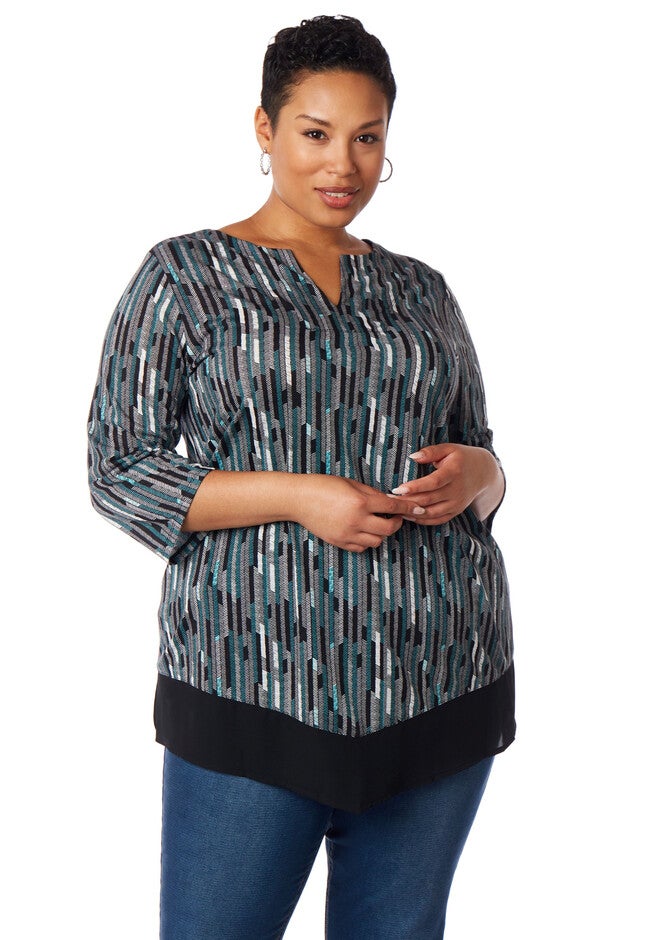 Waterfall Stripe Top, BLACK PRINT, hi-res image number null