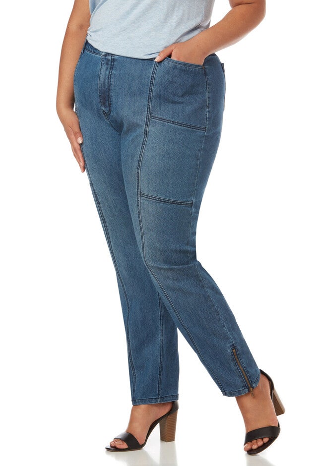 Seamed Side-Zip Ankle Jean, SHADOW WASH, hi-res image number null