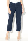 Eyelet Hem Straight Leg Capri, NAVY, hi-res image number null