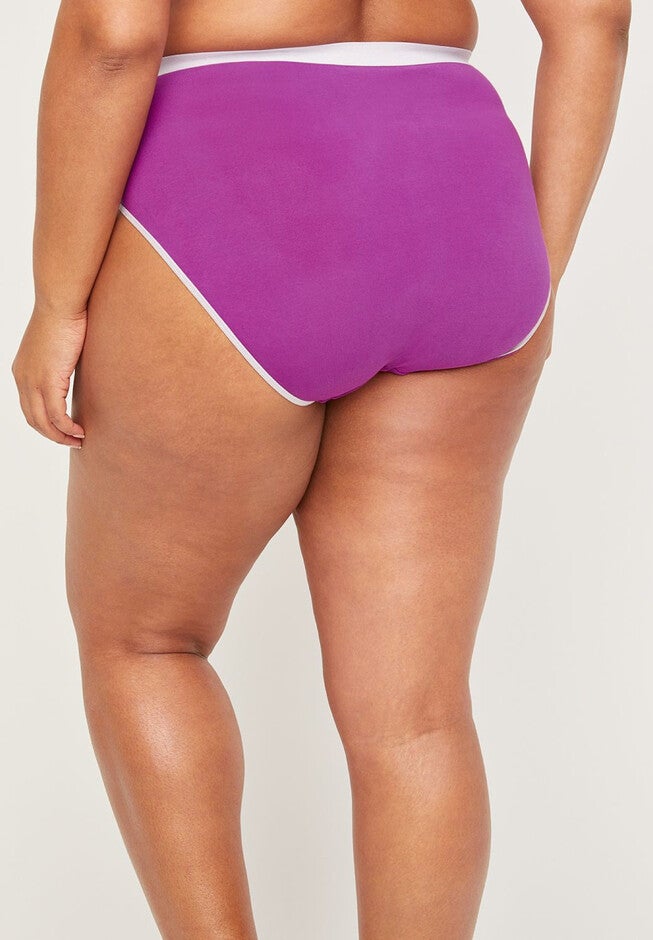 Cotton Hi-Cut Brief Panty With Lace, , on-hover image number 1