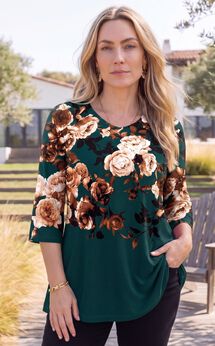V-Neck Placement Print Top