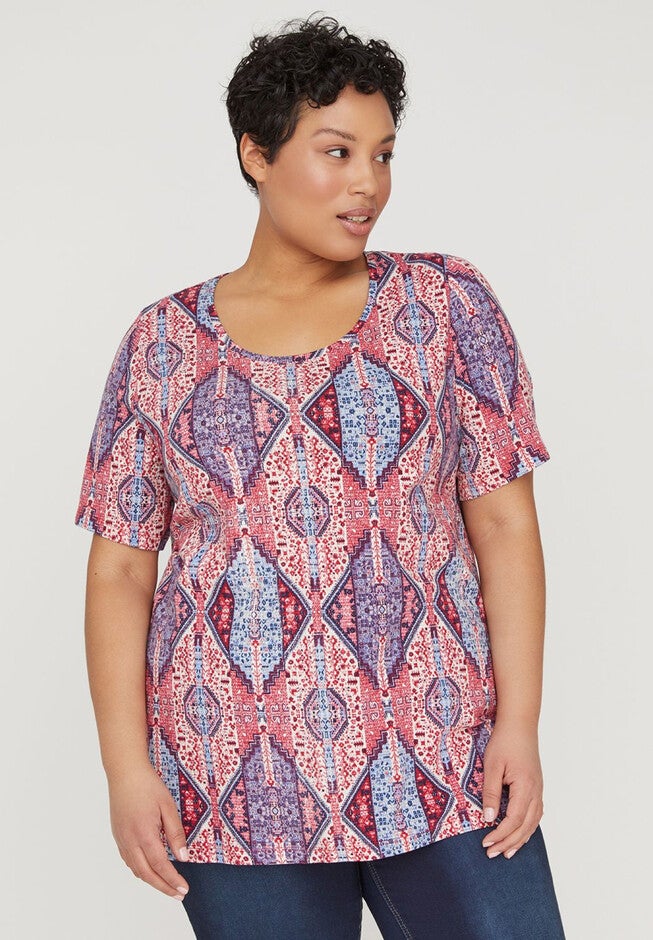 Tapestry Stamped Tee, RED, hi-res image number null