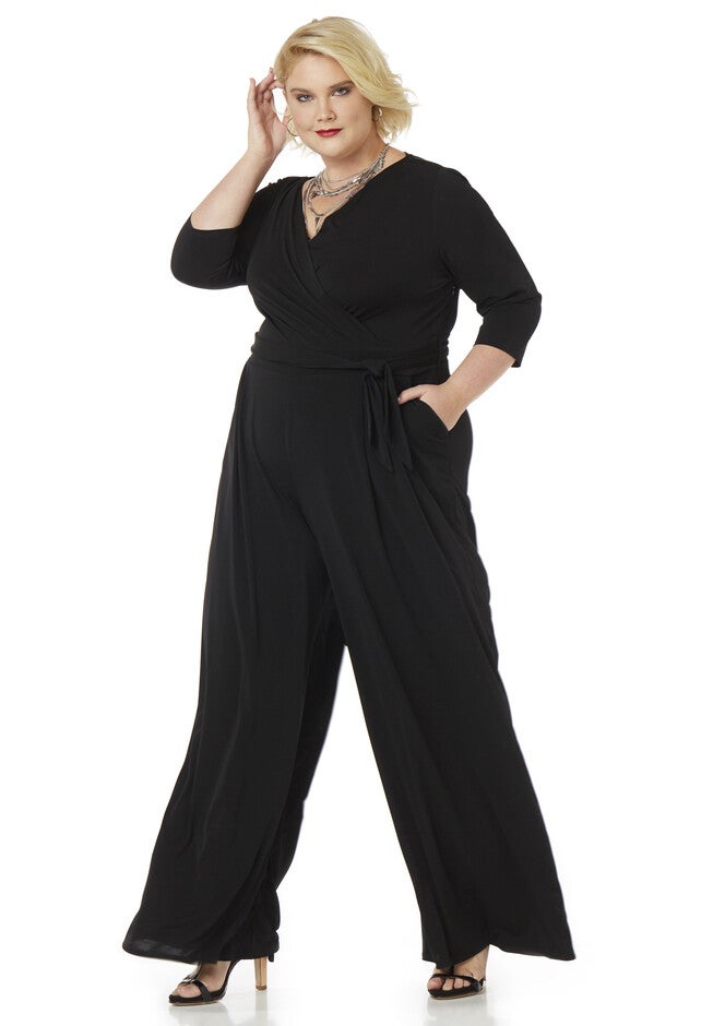 Curvy Collection Runway Jumpsuit, BLACK, hi-res image number 0