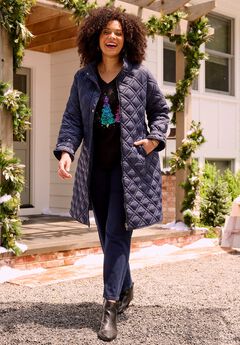 Diamond Quilted Belted Trench Coat