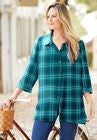 Buttonfront Plaid Tunic, TEAL PLAID, hi-res image number null