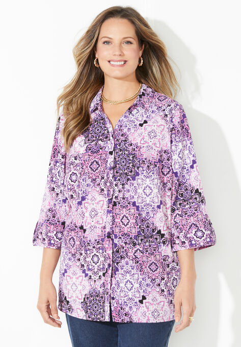 The Timeless Blouse, DEEP GRAPE MEDALLION, hi-res image number null