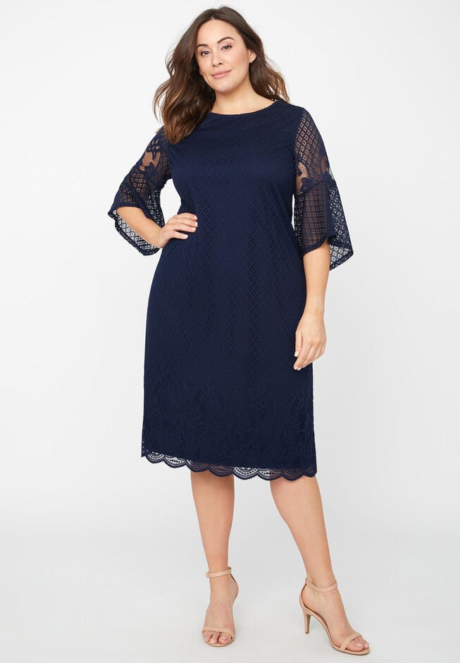Lace A-Line Dress, MARINER NAVY, hi-res image number null