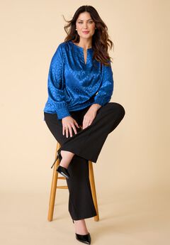 Satin Jacquard Peasant Blouse