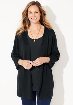 Pointelle Accented Cardigan