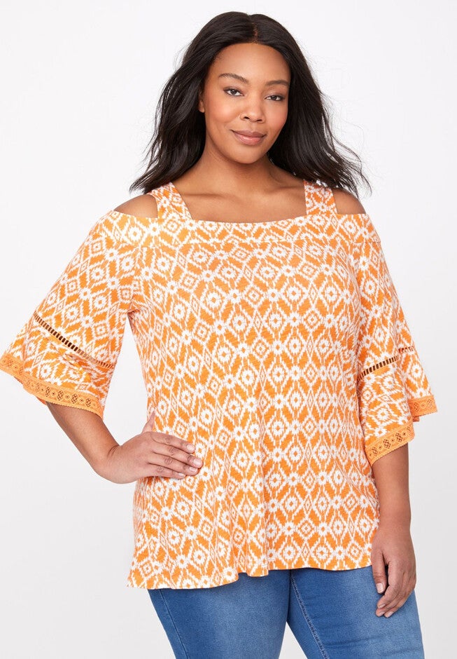 Auburn Twist Cold-Shoulder Top, MELON, hi-res image number 0