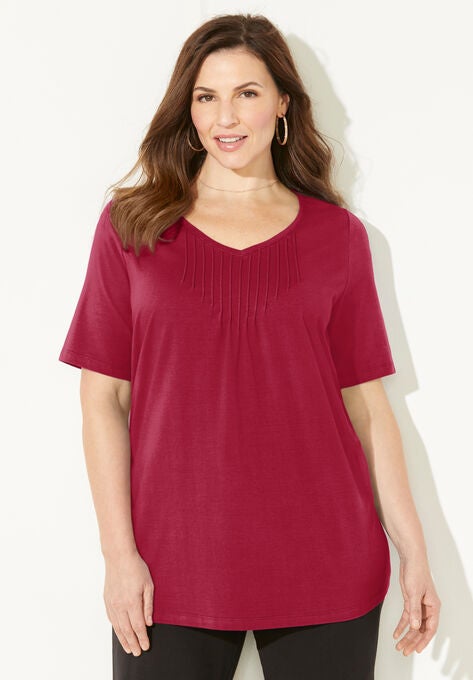 Suprema® Pintuck Tee, CLASSIC RED, hi-res image number null