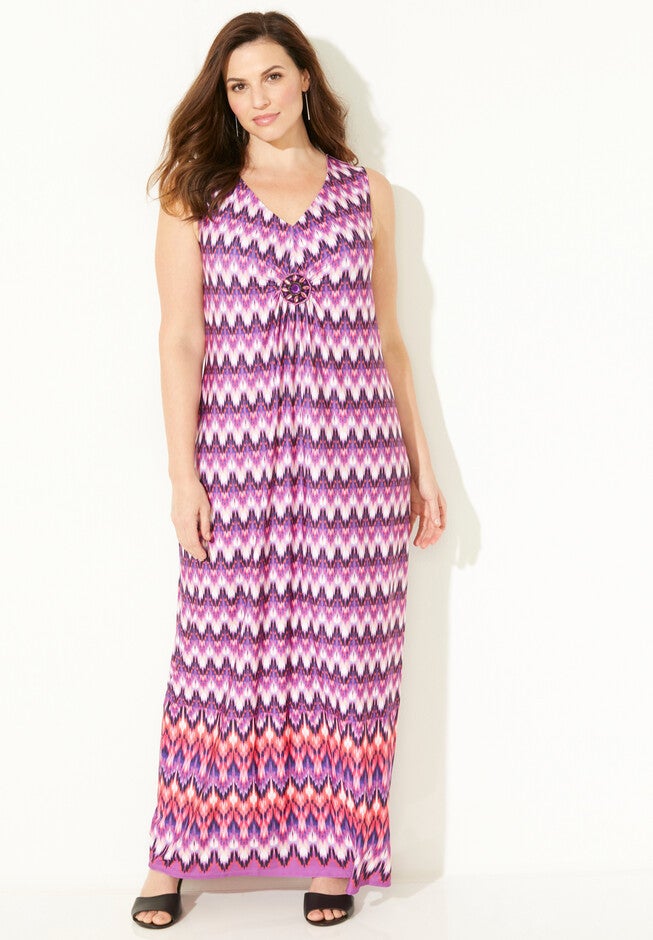 Medallion Maxi Dress, PINK BURST OMBRE BORDER, hi-res image number 0
