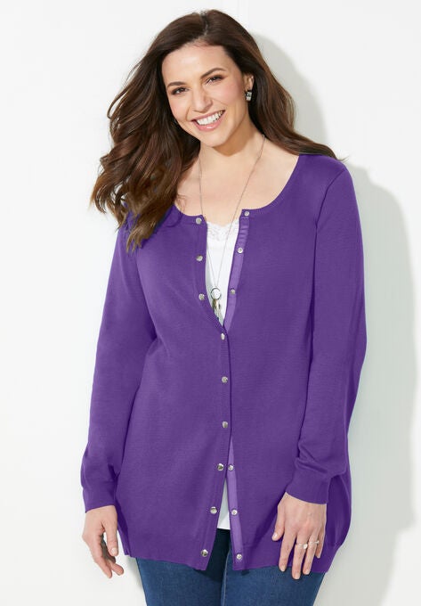 The Timeless Cardigan, DARK VIOLET, hi-res image number null