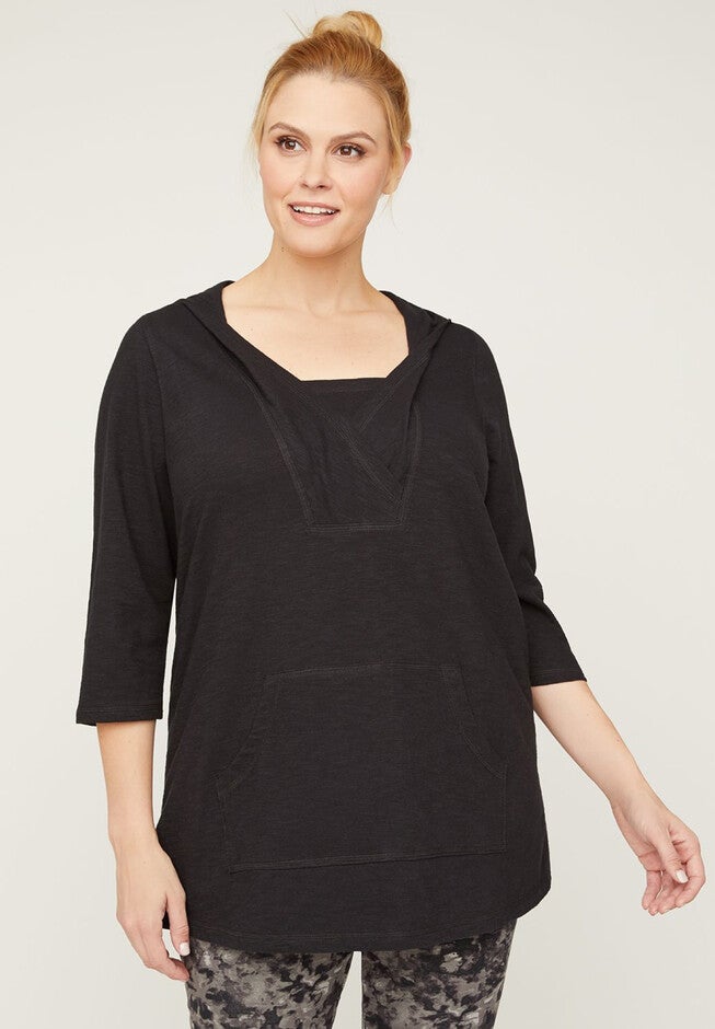Pocket Hoodie Tunic, BLACK, hi-res image number 0