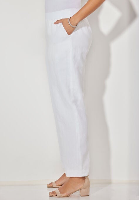 Knit Waist Linen Pant, , alternate image number null