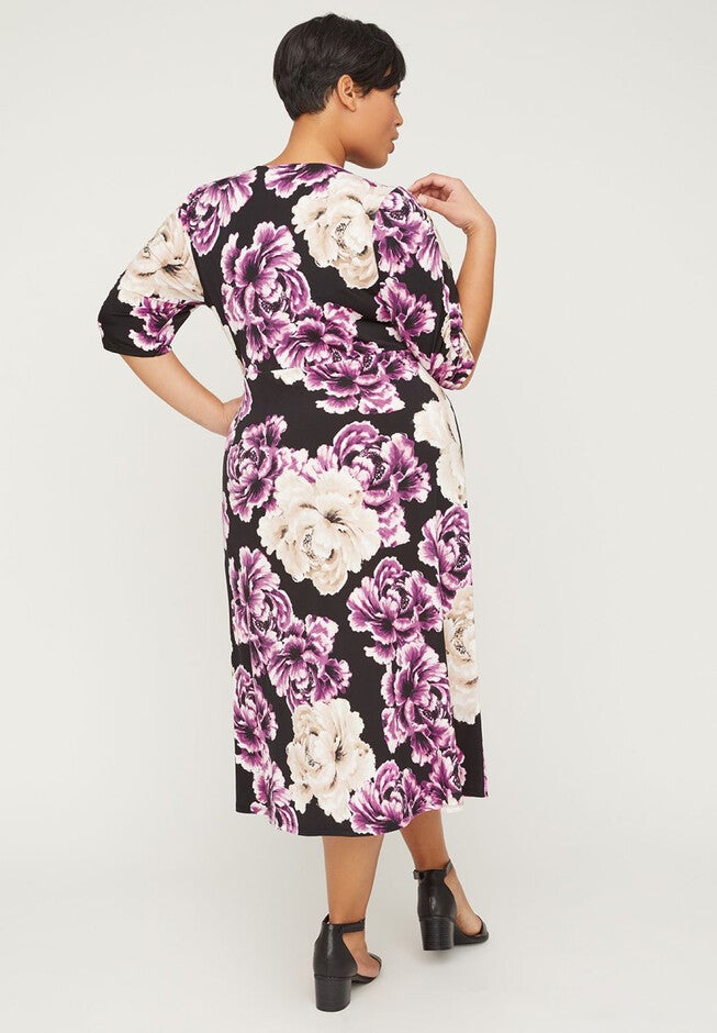 Mauve Springs Faux-Wrap Fit & Flare Dress, , on-hover image number null