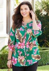 Breezeway Georgette Blouse, CLOVER GREEN TROPICAL FLORAL, hi-res image number null