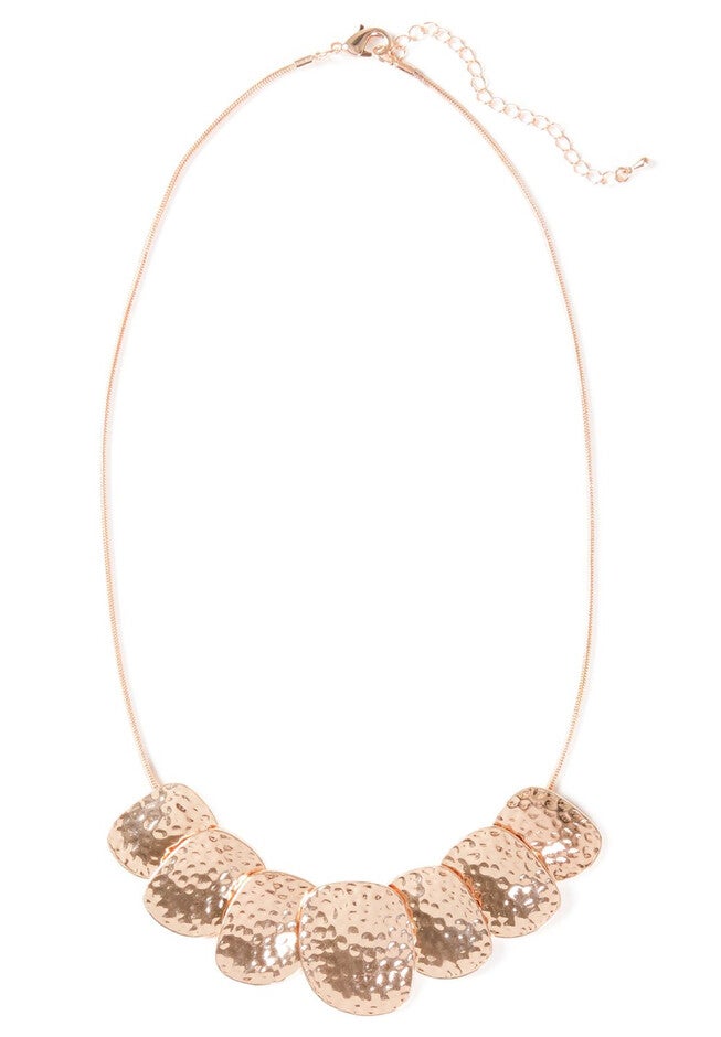 Hammered Pendant Necklace, ROSE GOLD, hi-res image number null