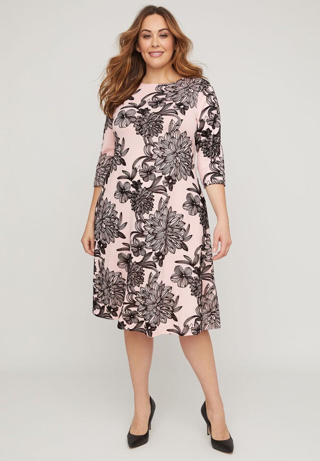 Velvety Floral A-Line Dress, LOTUS, hi-res image number 0