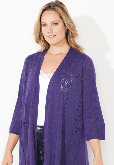 Pointelle Stitch Cardigan, , alternate image number null