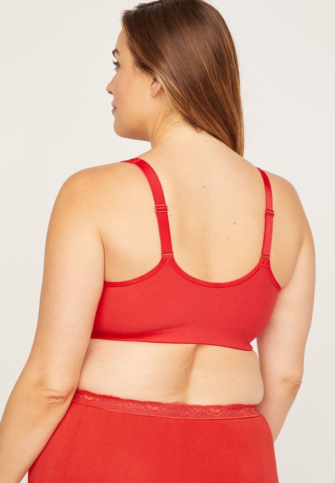 Cotton Comfort Front-Close No-Wire Bra with Lace, , on-hover image number 1