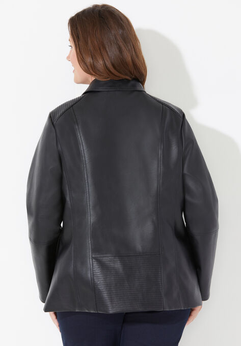 Faux Leather Moto Jacket, , on-hover image number null