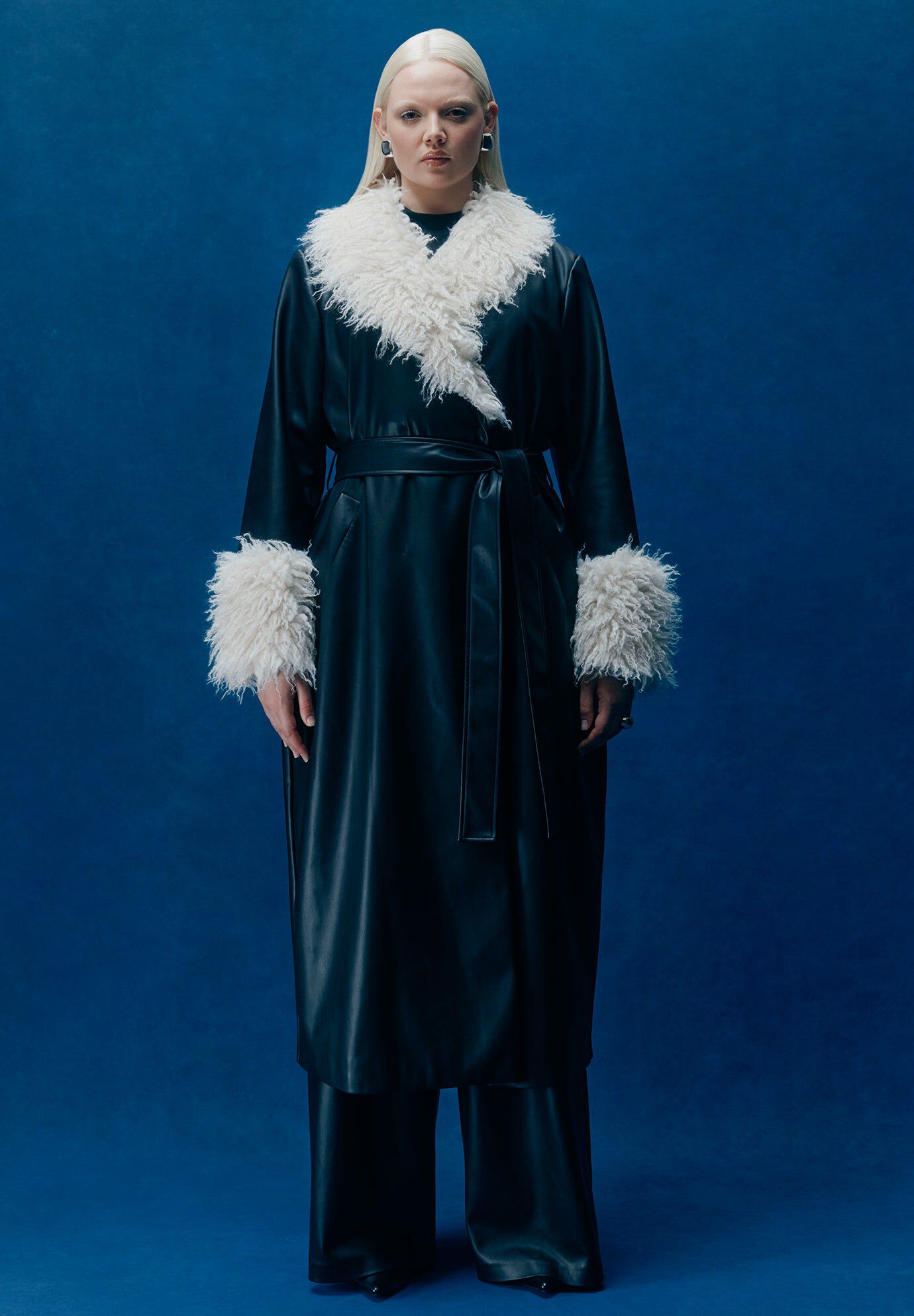 Faux Leather Coat With Fur Trim | Catherines
