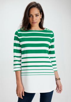Stretch Cotton Boatneck Tunic