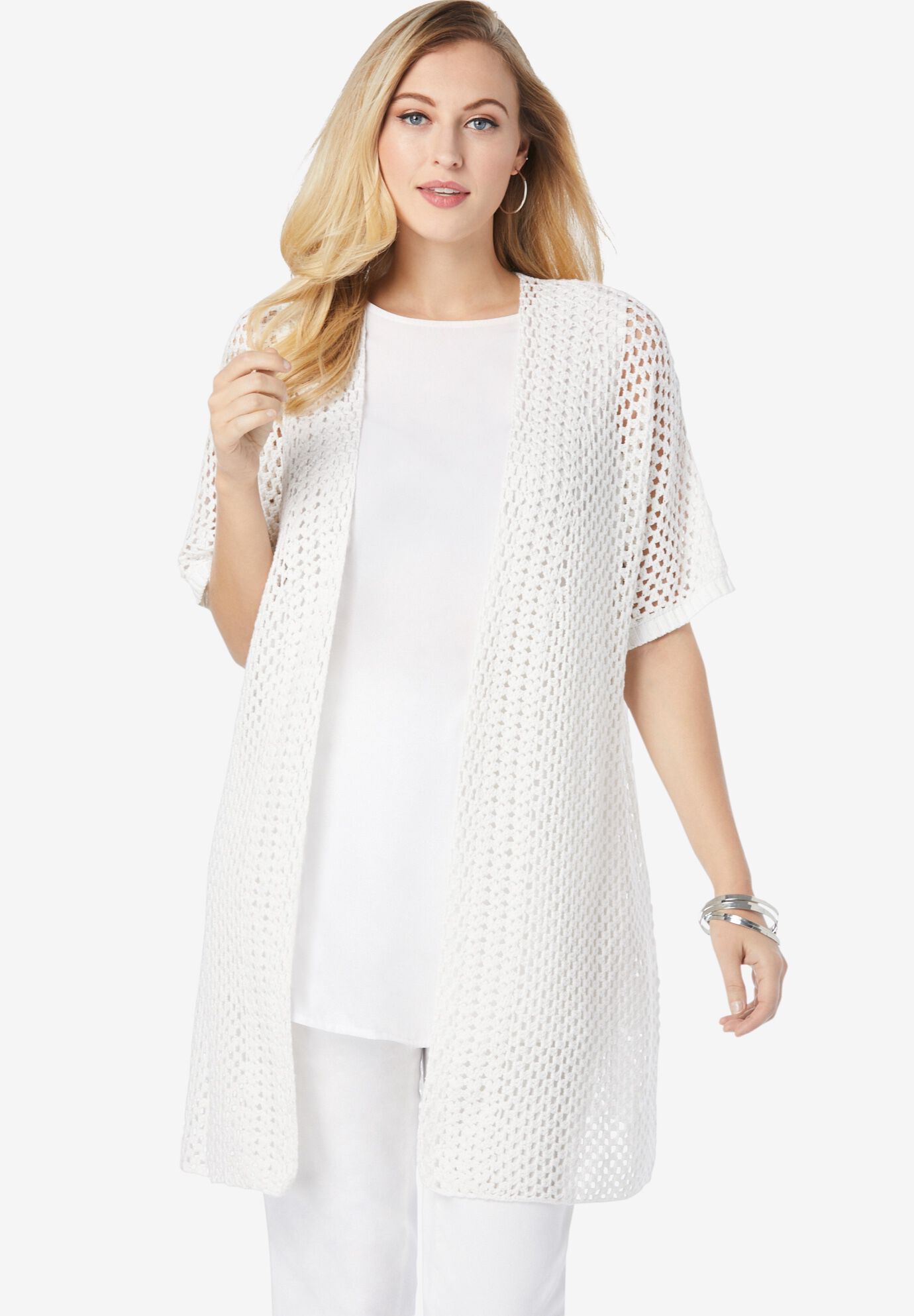 8+ White Crochet Cardigan