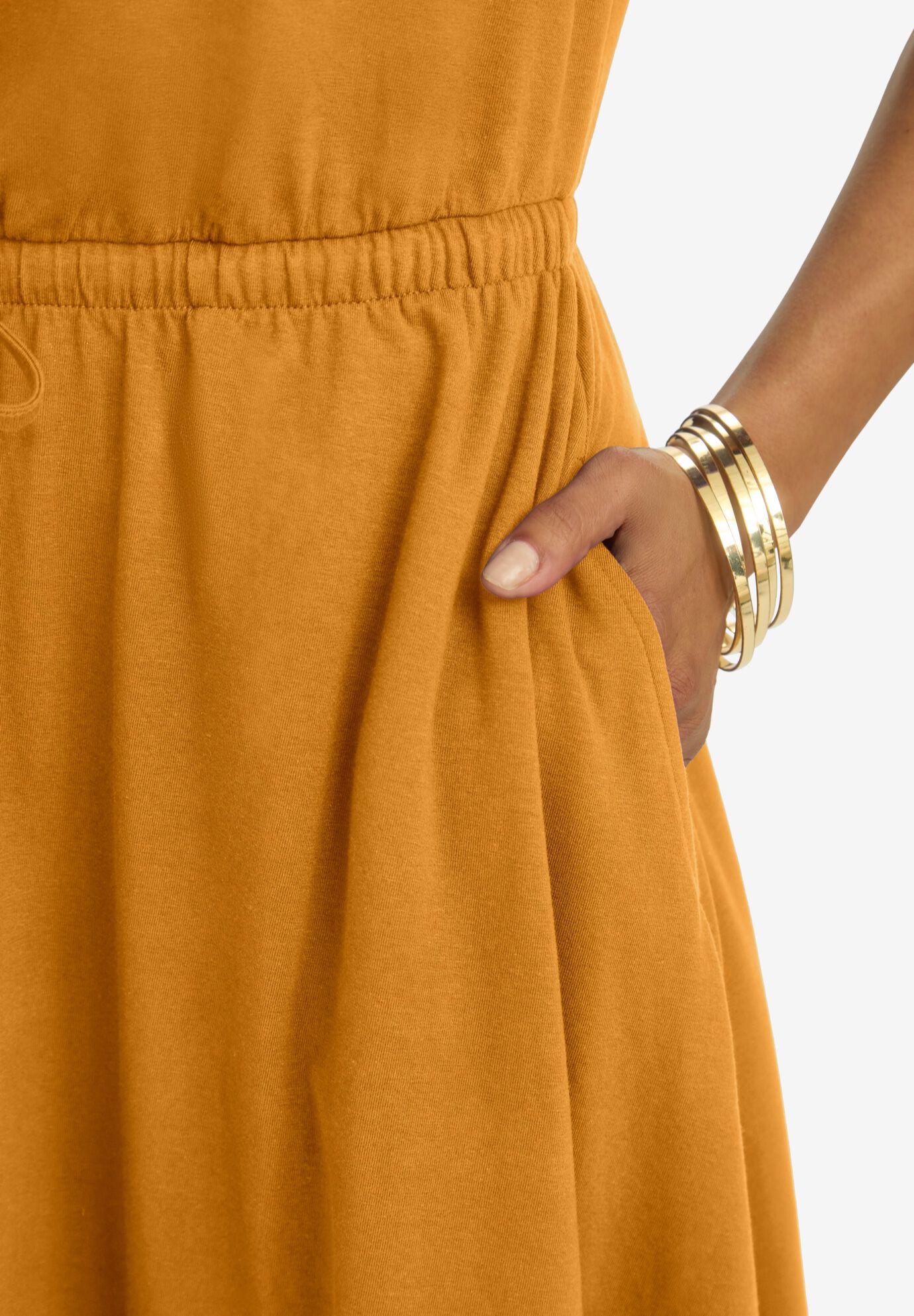 Drawstring Maxi Dress, RICH GOLD, alternate image number 3