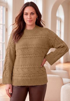 Cable Knit Bell-Sleeve Sweater