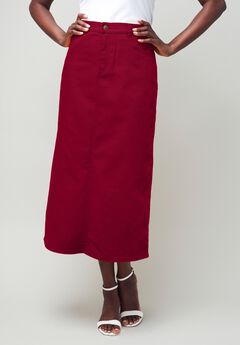 True Fit Stretch Denim Midi Skirt